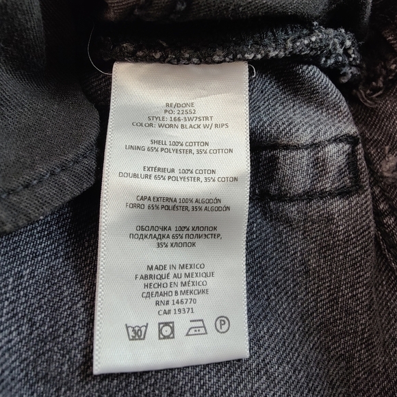 Re/Done 70's Straight High Rise Worn Black With Rip Size 26 NWT - Picture 11 of 12